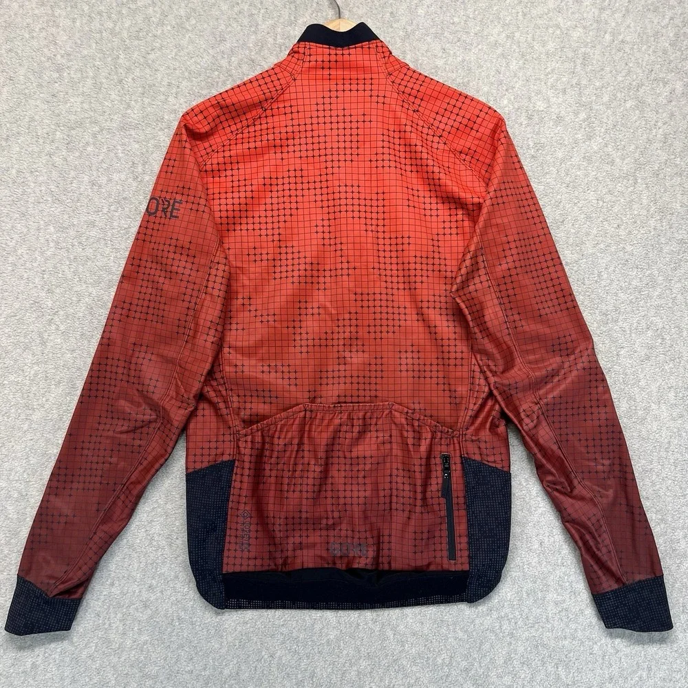 Gore Wear Cycling Jacket Mens Medium Red‎ Black Full Zip Thermal Bike Jersey